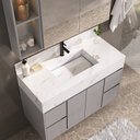 Ver imagem 4 de Conjunto de Banheiro com Gabinete Suspenso, Espelheira com Led e Bancada com Cuba Esculpida