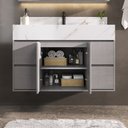 Ver imagem 6 de Conjunto de Banheiro com Gabinete Suspenso, Espelheira com Led e Bancada com Cuba Esculpida