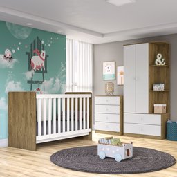 Quarto de Bebê Berço Guarda-Roupa e Cômoda Sonho Encantado Espresso Móveis - 1