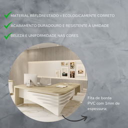 Mesa para Escritório em L Diretor em Tamburato  - 15