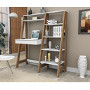 Ver imagem 2 de Escrivaninha com Estante Escada Urban 1 Gaveta 5 Prateleiras 120,5cm Appunto Branca E Castanho