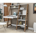 Ver imagem 3 de Escrivaninha com Estante Escada Urban 1 Gaveta 5 Prateleiras 120,5cm Appunto Branca E Castanho