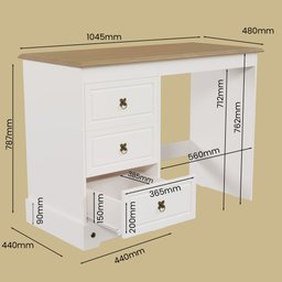 Escrivaninha Mesa Escritório 3 Gavetas com Tampo em Madeira Maciça Smile - 5 Escrivaninha Mesa Escritório 3 Gavetas com Tampo em Madeira Maciça Smile - 5