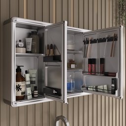 Espelheira para Banheiro 3 Portas em Alumínio 73cmx45cm Plus  - 2