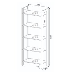 Estante para Livros 5 Prateleiras 165,5cmx65cm AZ - 7