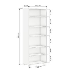 Kit 3 Estantes para Livros 5 Prateleiras 188cmx181,5cm Office - 3