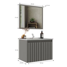 Conjunto Gabinete para Banheiro com Espelheira Barra 60 - 3