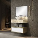 Ver imagem 1 de Bancada de Porcelanato para Banheiro com Cuba de apoio Gaveteiro e Espelheira Bumi