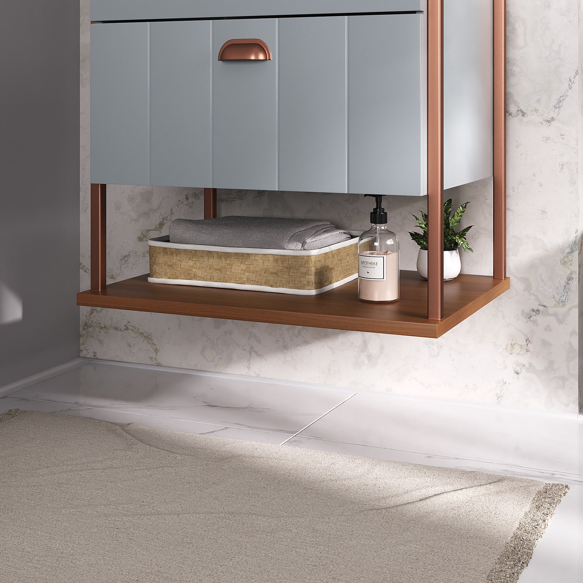 Gabinete Suspenso com Cuba e Espelheira 60cm Olivia Espresso Móveis - 5