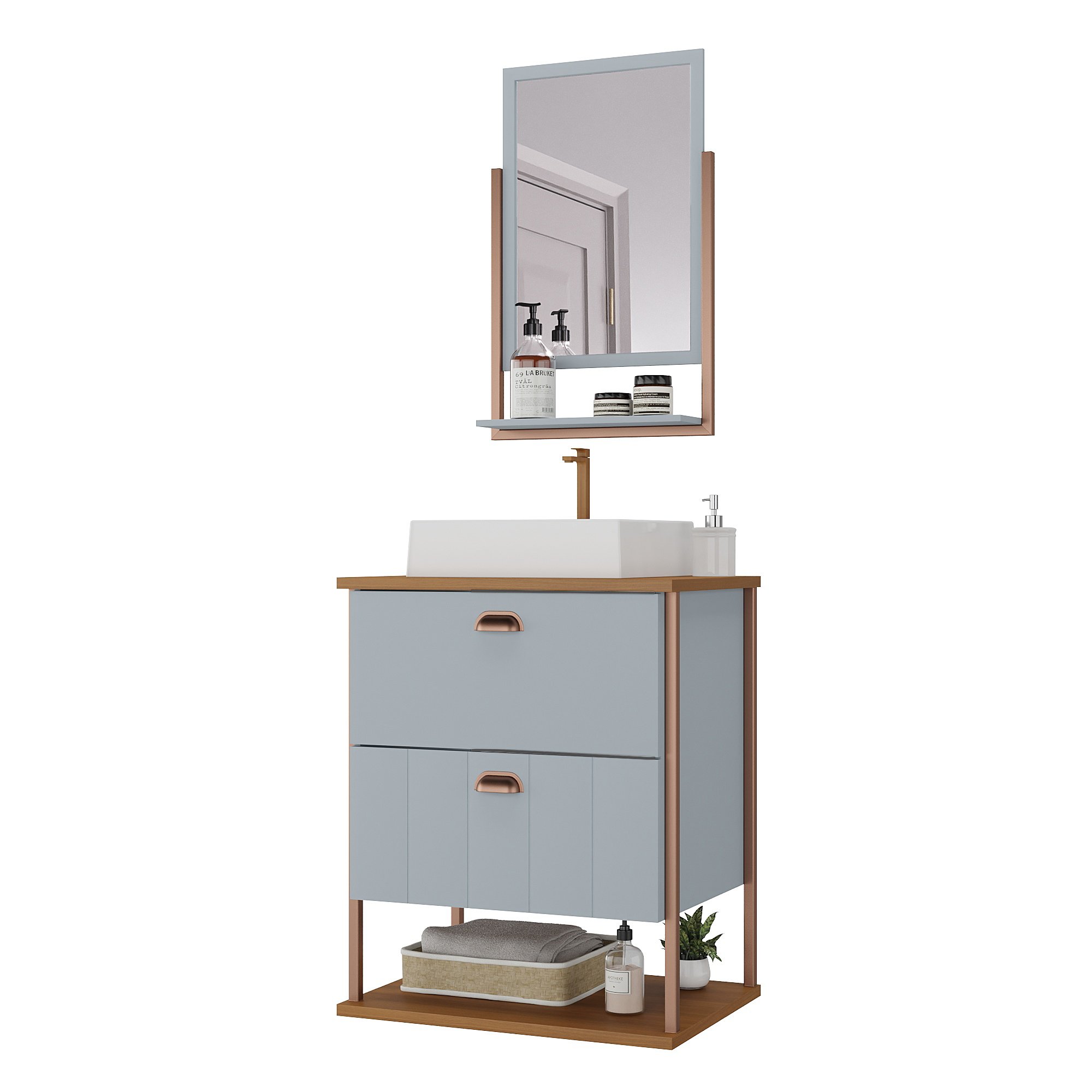 Gabinete Suspenso com Cuba e Espelheira 60cm Olivia Espresso Móveis - 6