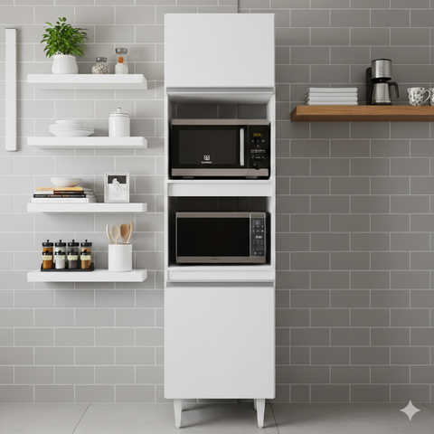 Paneleiro Cozinha Torre Quente 56cm Colorado Branco - Lumil Móveis