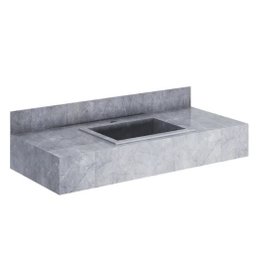 Bancada em Porcelanato para Banheiro Completa Alto Padrão 100cm Com Cuba Esculpida GRAFITE - 3