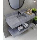 Ver imagem 2 de Bancada em Porcelanato para Banheiro Completa Alto Padrão 100cm Com Cuba Esculpida