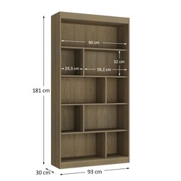 Estante para Livros 4 Prateleiras 181cmx186cm Home Office Espresso Móveis - 9