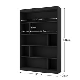 Estante para Livros 4 Prateleiras 181cmx240cm Home Office Espresso Móveis - 9