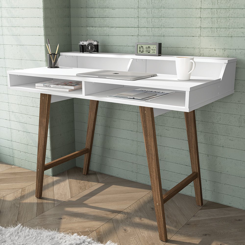 Escrivaninha 110cm 2 Nichos Retrô Hannover Politorno - 2