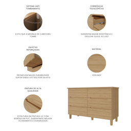 Cômoda 6 Gavetas 100% MDF Logan - 4