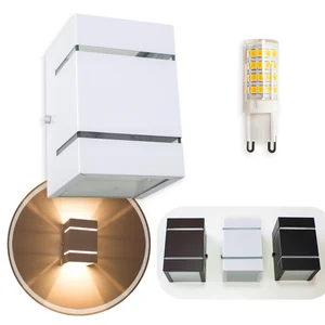 Arandela Alumínio 2 focos frisos externa interna + LED G9 ST327