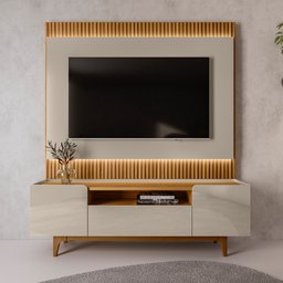 Rack com Painel até 70 Polegadas com LED 180cm Pés Madeira Maciça Orlando São Paulo - 1