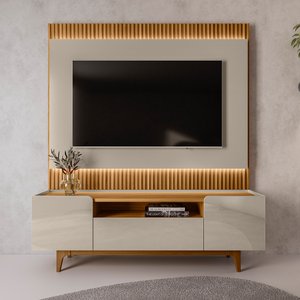 Rack com Painel até 70 Polegadas com LED 180cm Pés Madeira Maciça Orlando São Paulo