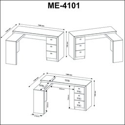 Mesa para Escritório em L com 3 Gaveta Me4101  - 15