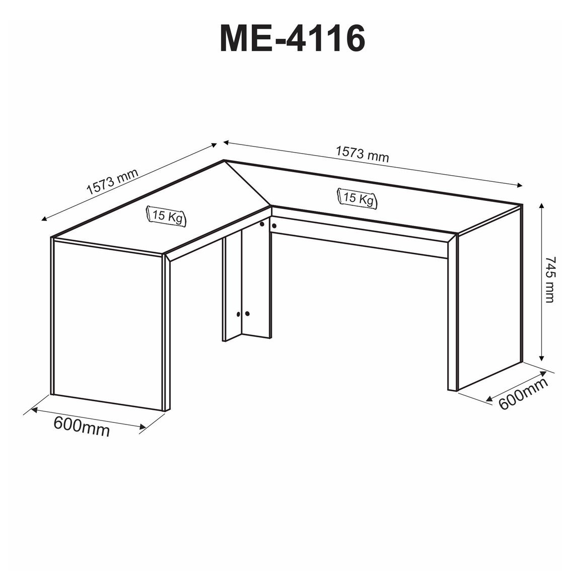 Mesa para Escritório em L Angular Me4116 Tecno Mobili - 5