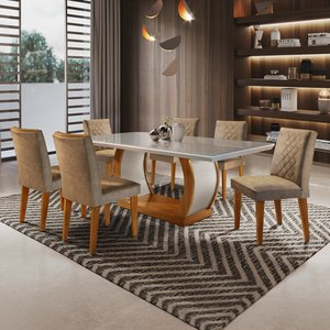 Conjunto Sala de Jantar Mesa e 6 Cadeiras Kate Espresso Móveis