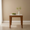 Ver imagem 1 de Mesa de Jantar Extensível Tampo com Vidro e Pés em Madeira Maciça Tock