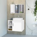 Ver imagem 1 de Conjunto Gabinete para Banheiro Suspenso com Cuba de Sobrepor e Espelheira 60cm Dublin