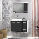 Ver imagem 1 de Gabinete para Banheiro com Tampo de Vidro Cuba de Sobrepor e Espelheira 80cm Turin