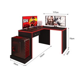 Mesa Gamer Escrivaninha em L DRX9000 1 Gaveta - 3