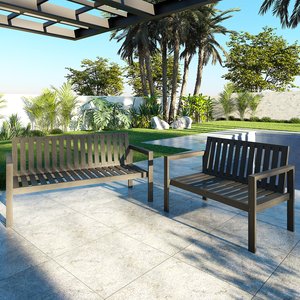 Conjunto Bancos 2 e 3 Lugares Madeira Maciça Yescasa