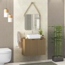 Ver imagem 1 de Conjunto de Banheiro completo com Gabinete Suspenso  Espelho e Cuba Quadrada Nice 