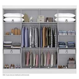 Guarda-Roupa Casal 8 Espelhos 8 Portas 2 Gavetas Nova York Yescasa - 4