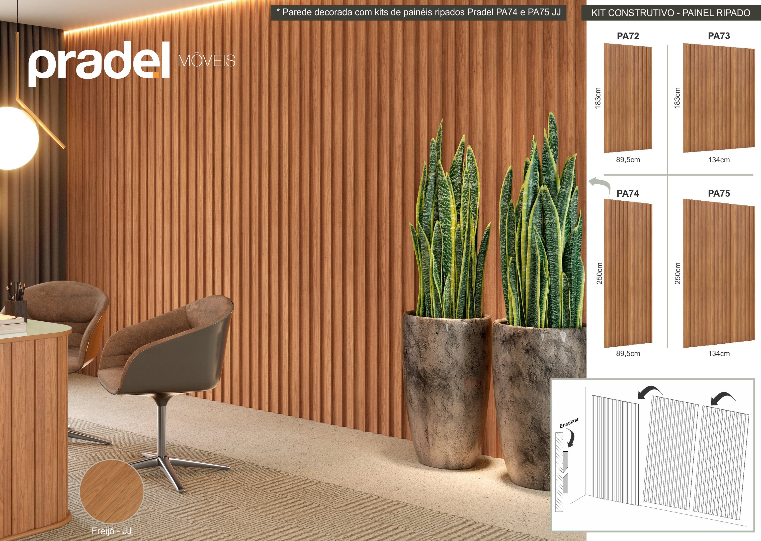 Painel Ripado em Barra 183x89,5cm (1,63m²) MDF - 7