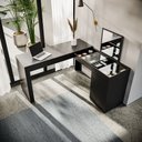 Ver imagem 3 de Escrivaninha Mesa Escritório Penteadeira de Canto 136x136cm com Espelho 1 Porta Star