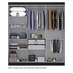 Guarda Roupa Casal 6 Portas em MDP 180cm Paris Espresso Móveis - 4