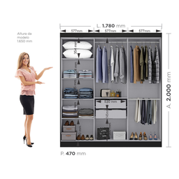 Guarda Roupa Casal 6 Portas em MDP 180cm Paris Espresso Móveis - 3