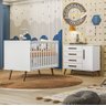 Quarto de Bebê Qencanto Retrô com Cômoda e Berço Qmovi Branco Acetinado + Colchão Gazin - 1