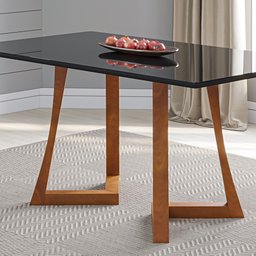 Mesa 6 Lugares Madeira Maciça com Vidro Canto Arredondado 160x90cm Jantar Anna - 2