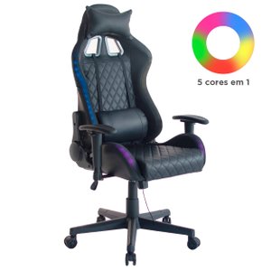 Cadeira Gamer com Iluminação LED Preta