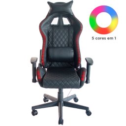 Cadeira Gamer com Iluminação LED Preta - 7