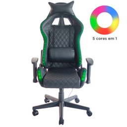 Cadeira Gamer com Iluminação LED Preta - 9