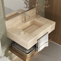 Bancada de Porcelanato para Banheiro com Toalheiro e Cuba Esculpida 70cm Ripy - 2