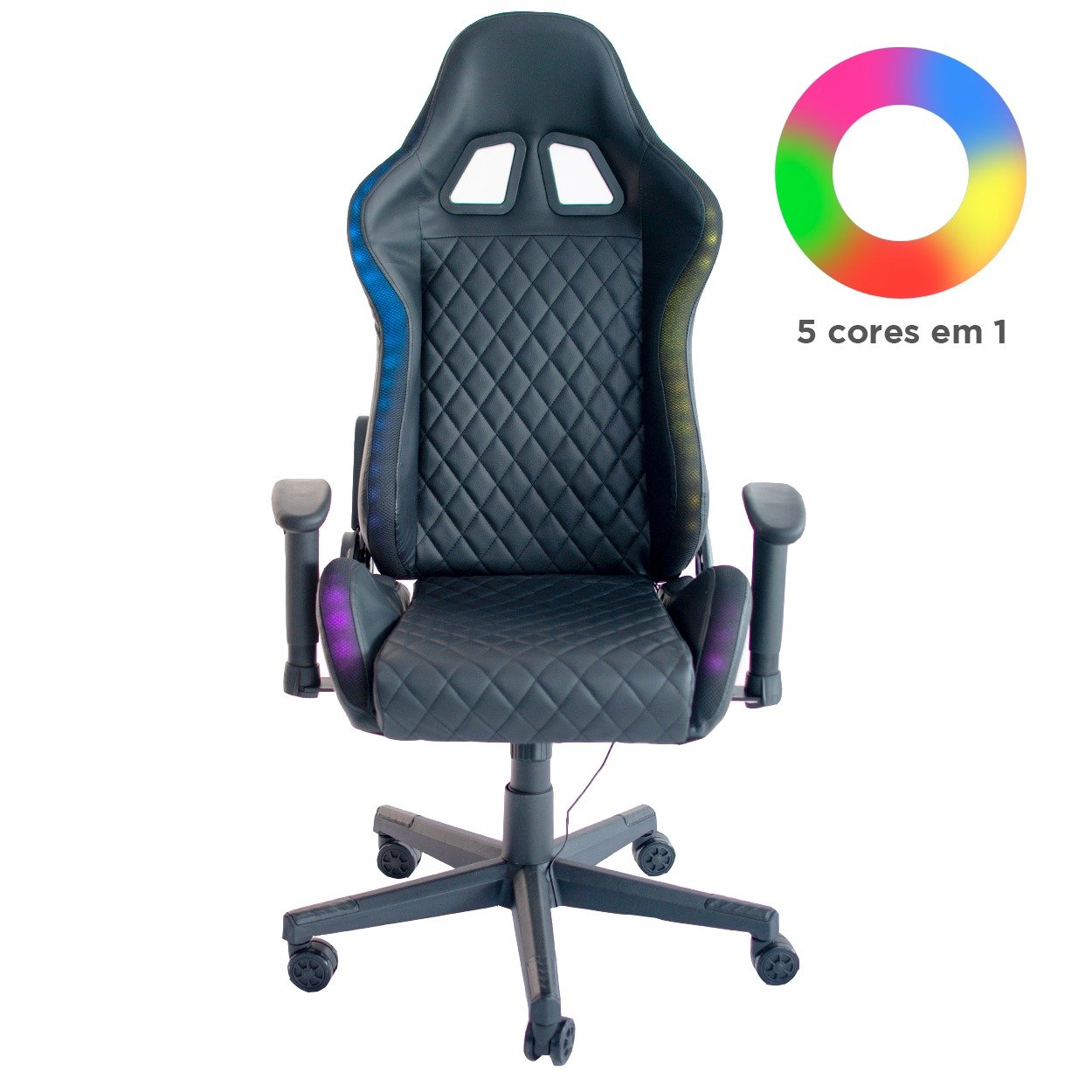 Cadeira Gamer LED Preta com Iluminação - 6