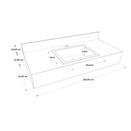 Bancada em Porcelanato para Banheiro Completa Alto Padrão 100cm Com Cuba Esculpida GRAFITE - 4