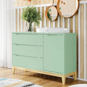 Cômoda Infantil Retrô 3 Gavetas e 1 Porta Amor Perfeito 