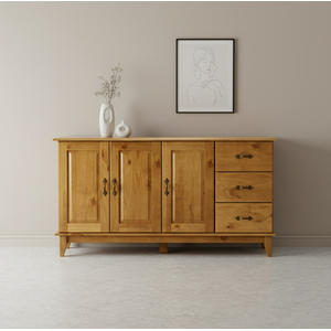 Buffet Aparador Madeira Maciça 3 Portas 3 Gavetas Bella
