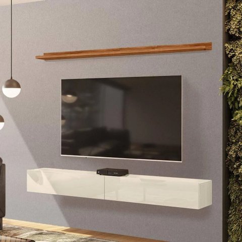 Bancada Suspensa e Prateleira 197cm Slat M20 Cinamomo/off - Mpozenato