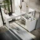 Ver imagem 3 de Escrivaninha Mesa Escritório Penteadeira de Canto 136x136cm com Espelho 1 Porta Star